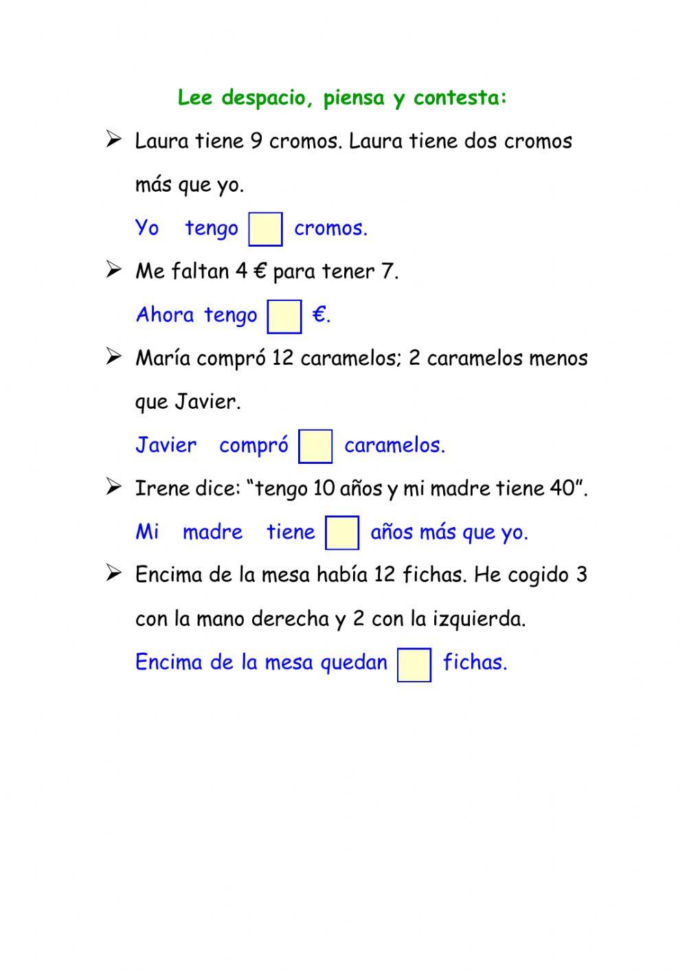 Problemas de cálculo mental
