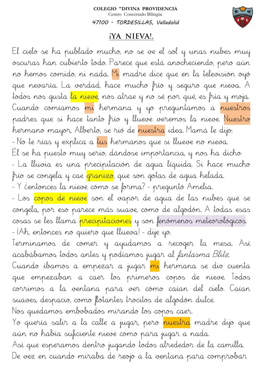 Comprensión Lectora 3º EP 10.- Determinantes POSESIVOS y AUMENTATIVOS