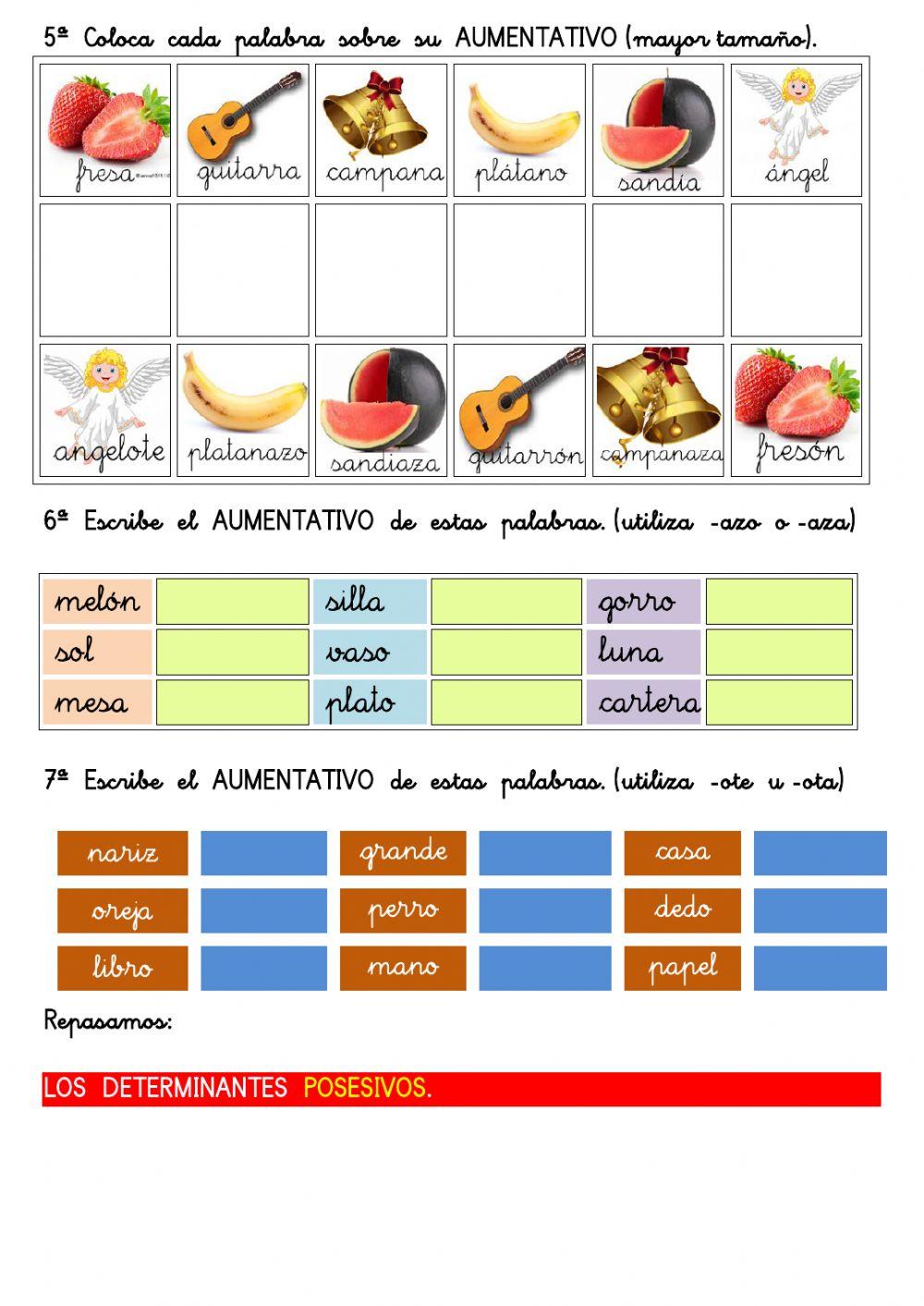 Comprensión Lectora 3º EP 10.- Determinantes POSESIVOS y AUMENTATIVOS