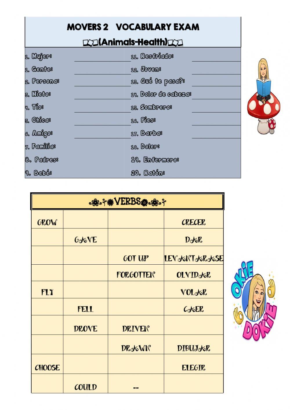 Vocabulary movers 2 animals-health
