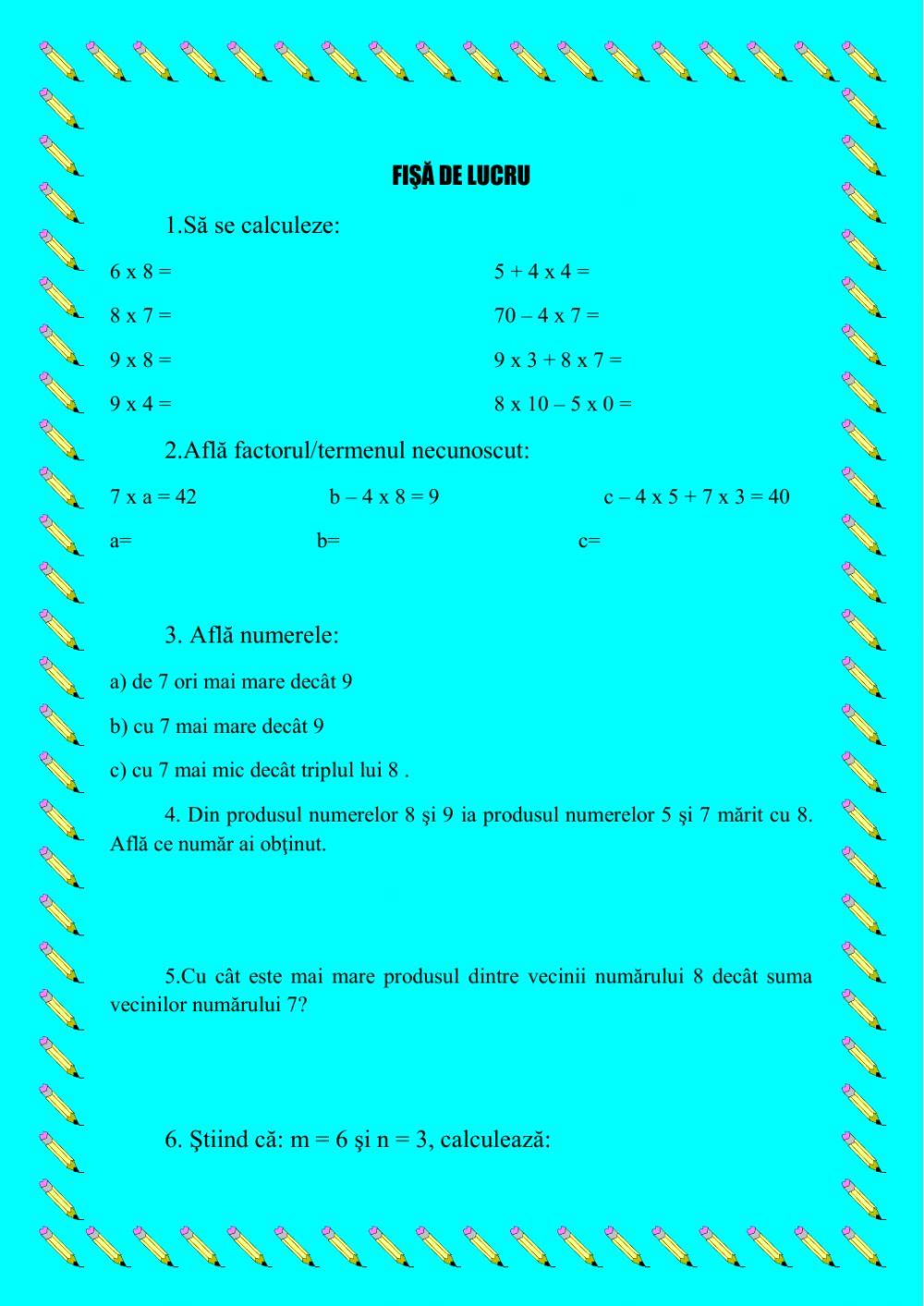 Înmulţirea numerelor naturale