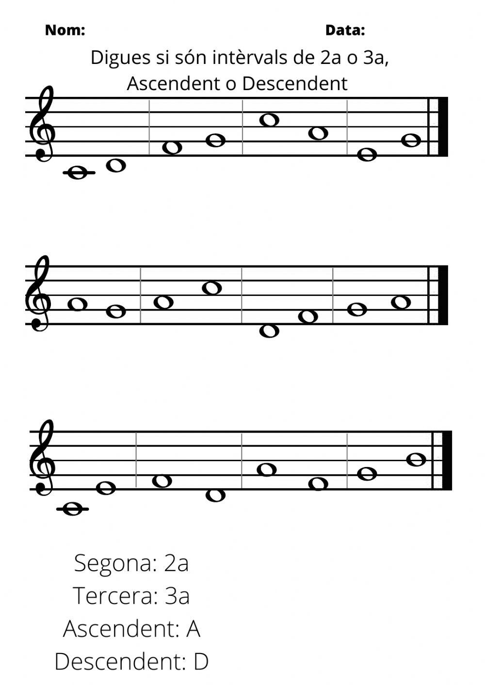 Intèrvals de  2a i 3a