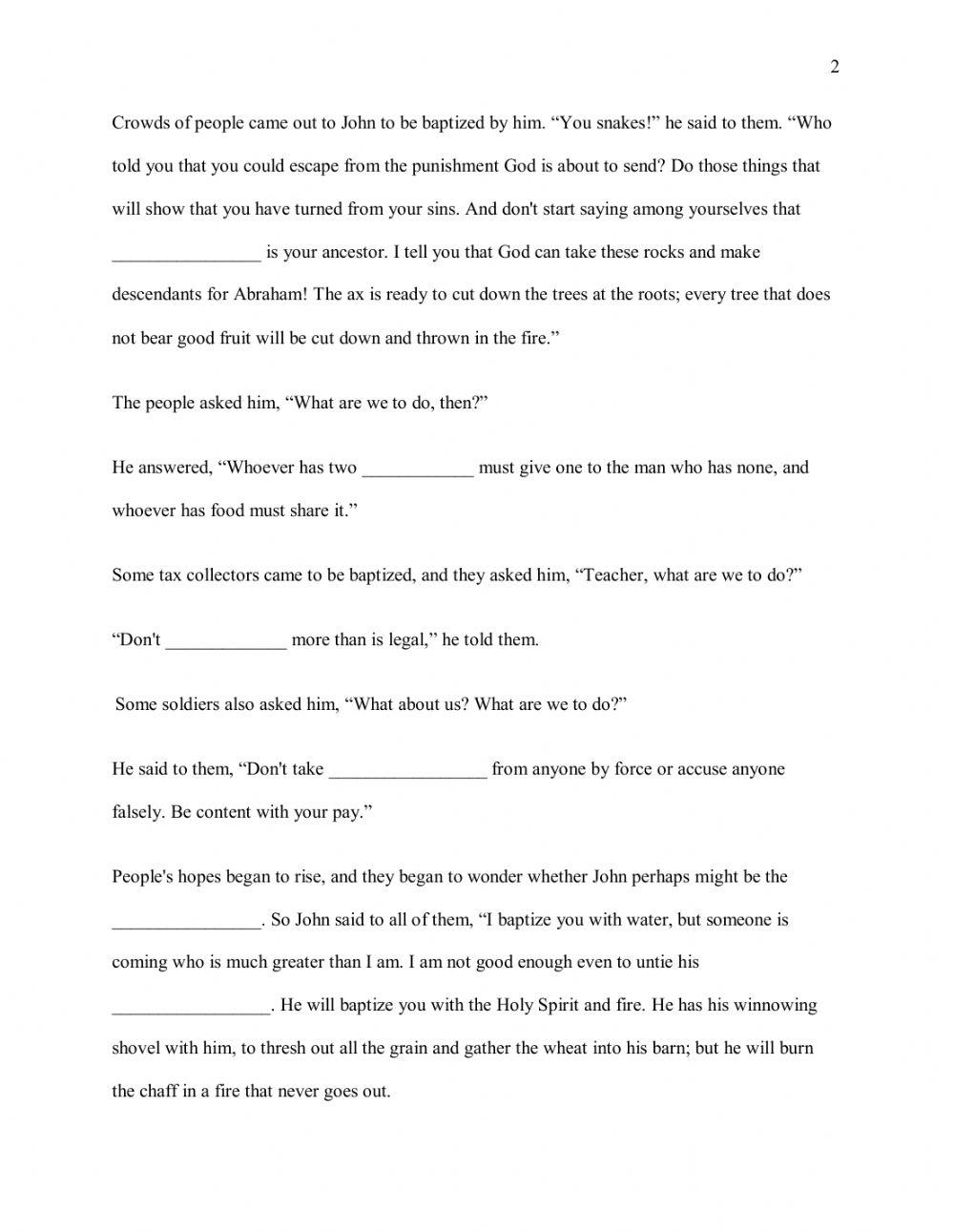 The Ministry Of John The Baptist LiveWorksheets the-ministry-of-john-the-baptist-liveworksheets