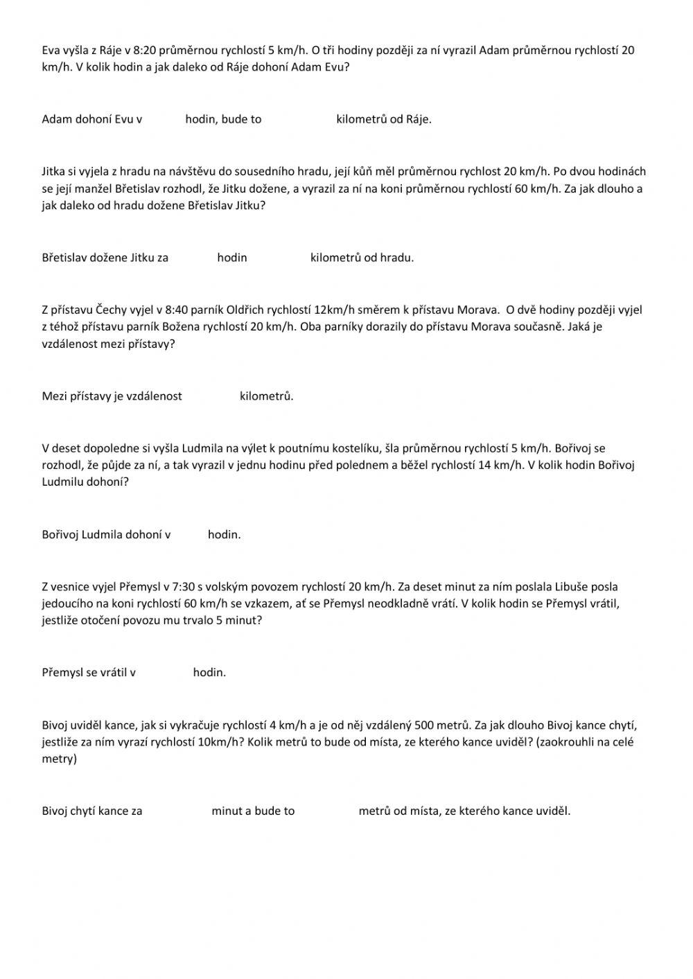 Slovní úlohy o pohybu 3