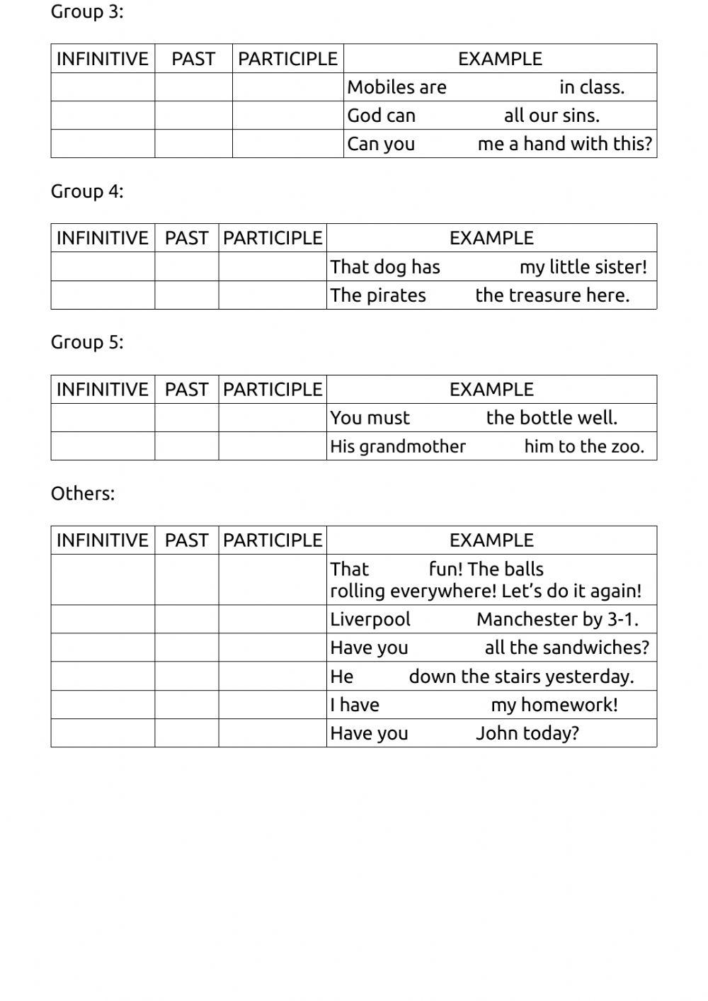Irregular verbs puzzle 1