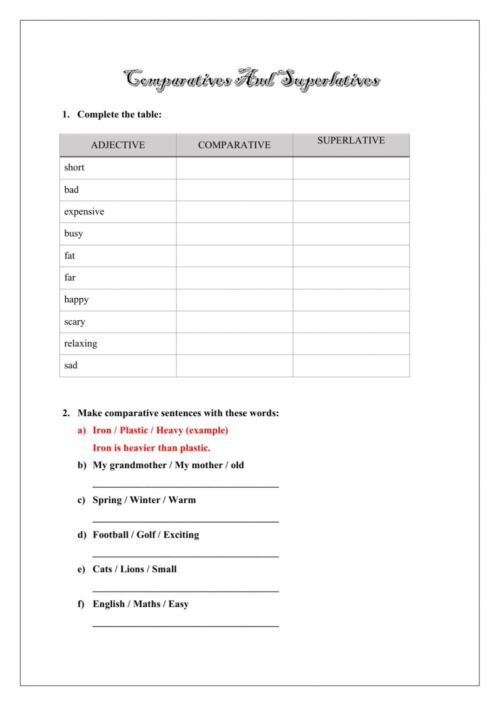 Comparatives and superlatives