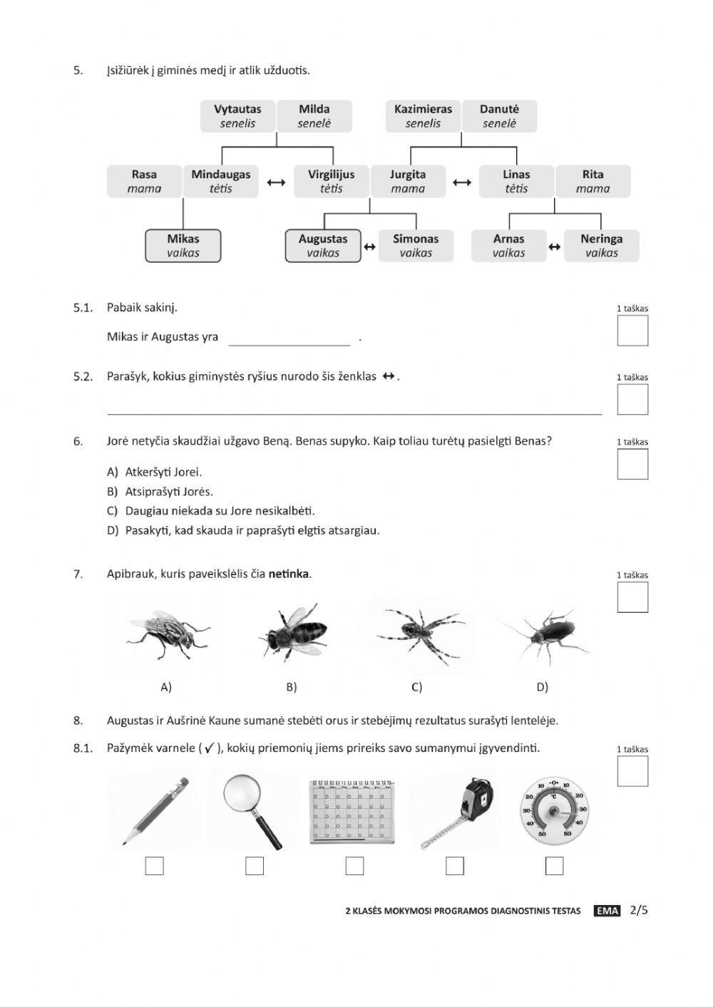 Pasaulio pažinimo diagnostinis testas