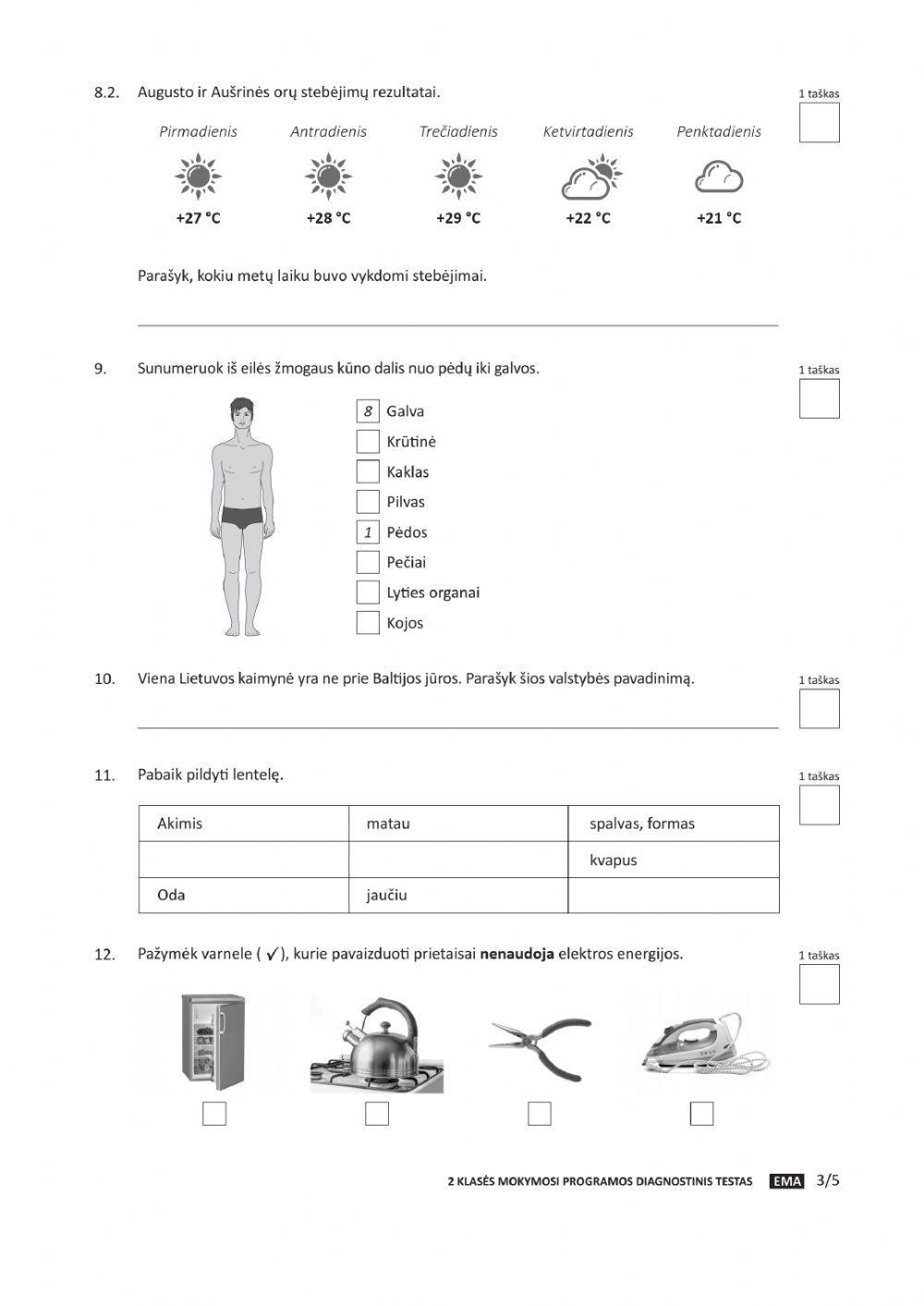 Pasaulio pažinimo diagnostinis testas