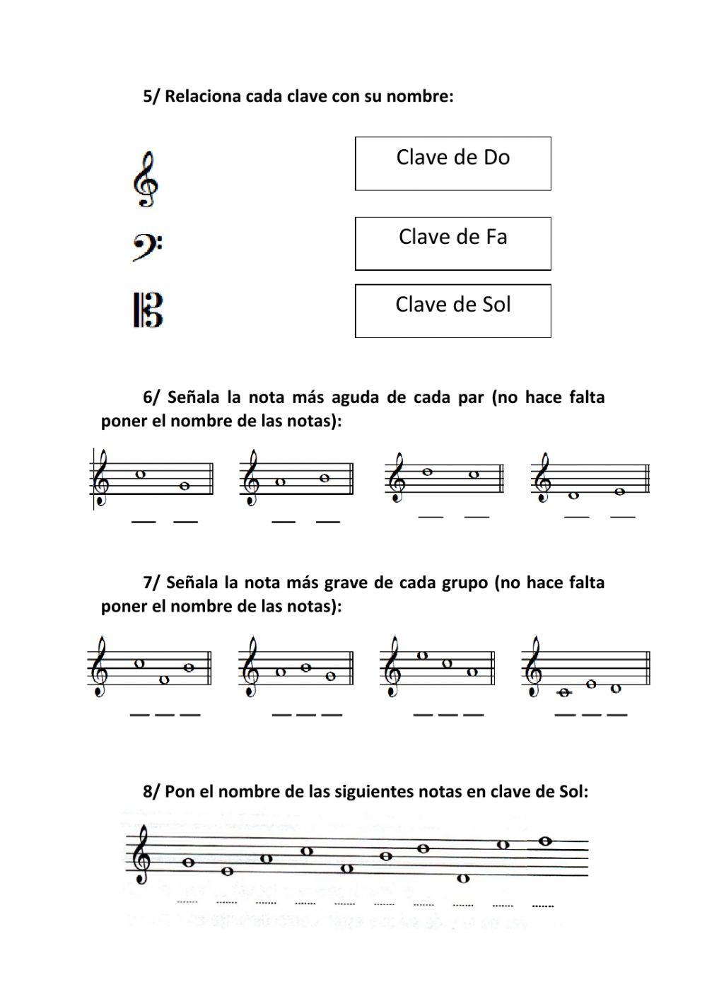 La altura en música. ejercicios 2