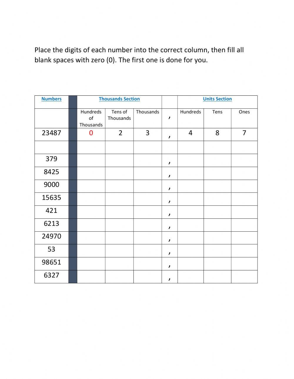 Place Value online exercise for 3 | Live Worksheets