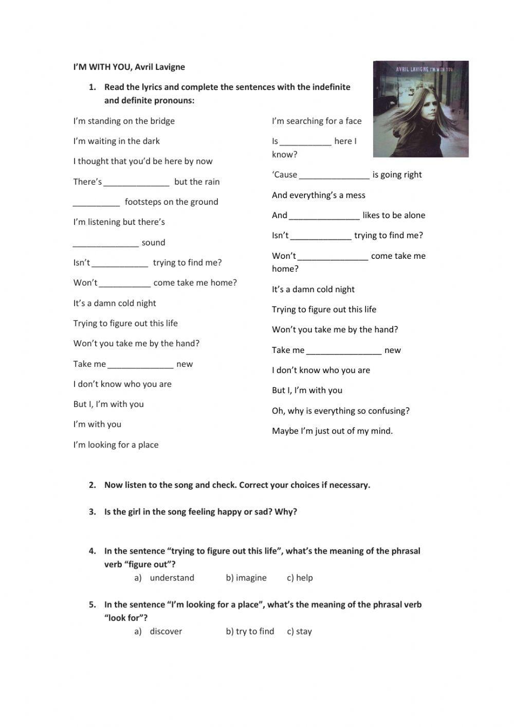 I'm with you, Avril Lavigne Song