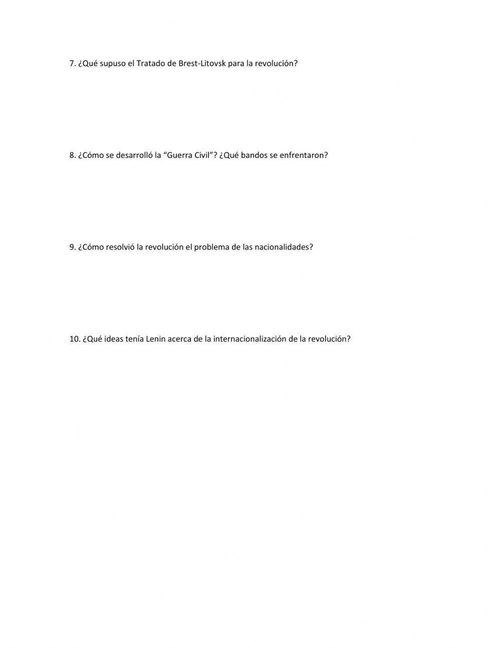 Cuestionario de la revolucion rusa