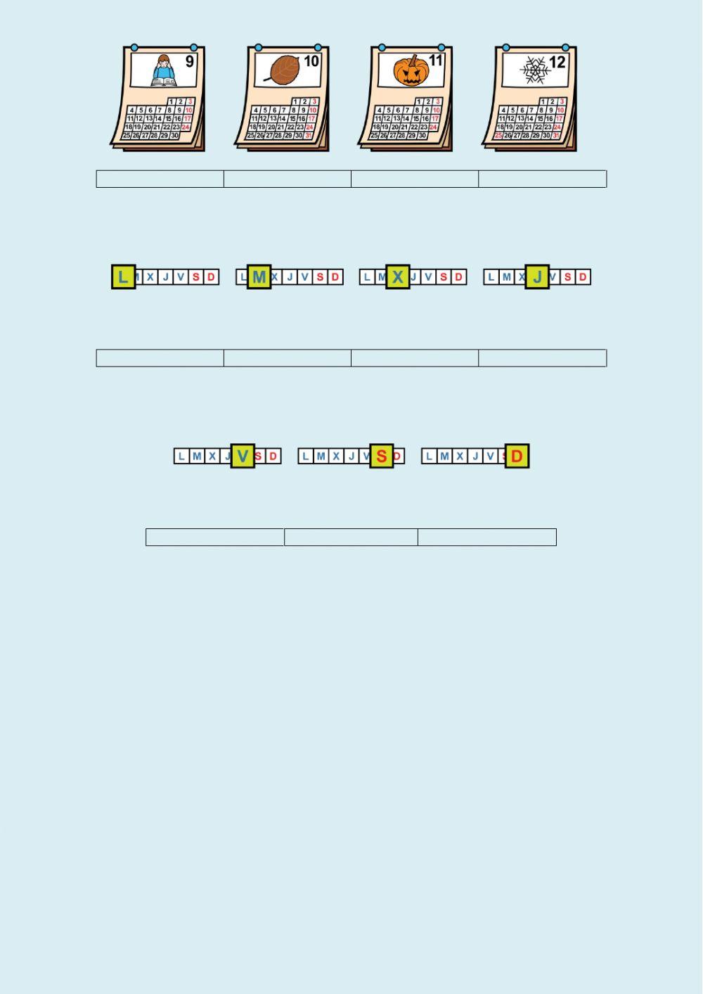 Estaciones, meses y días