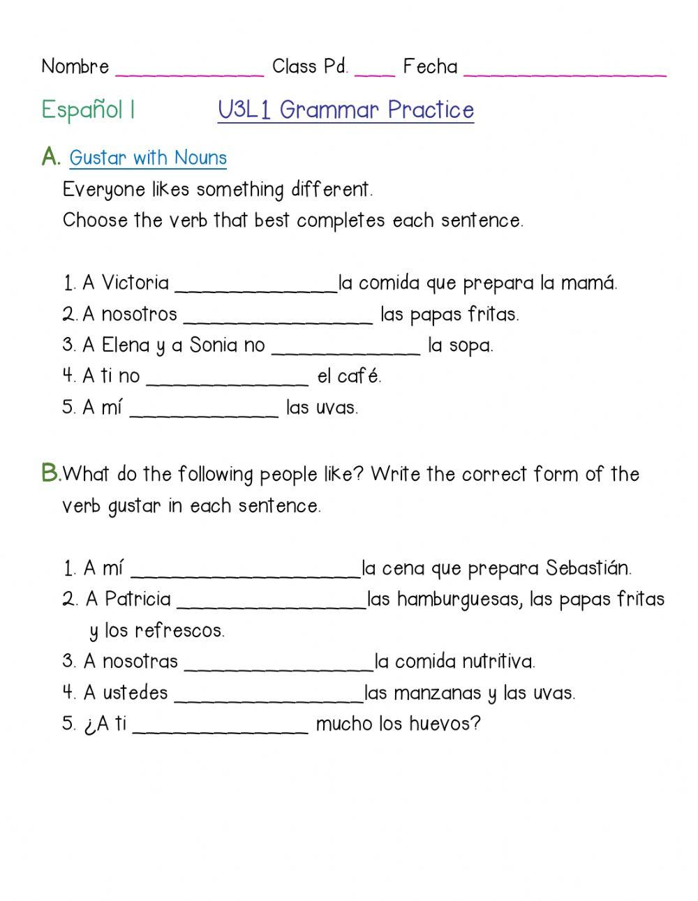 Práctica tiempo presente