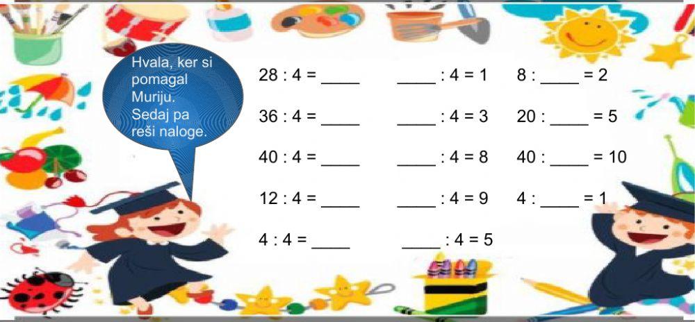 Deljenje s številom 4
