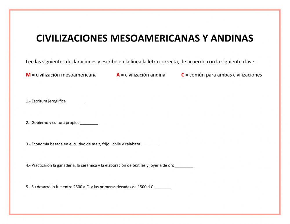 Civilizaciones mesoamericanas y andinas