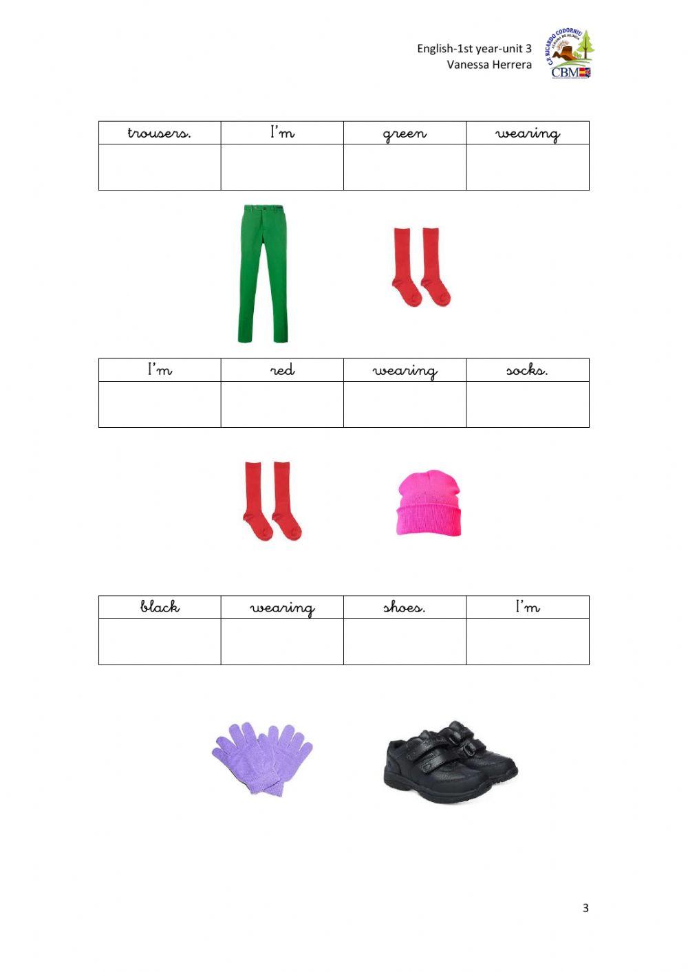 Winter clothes.Read, order and circle the correct picture.