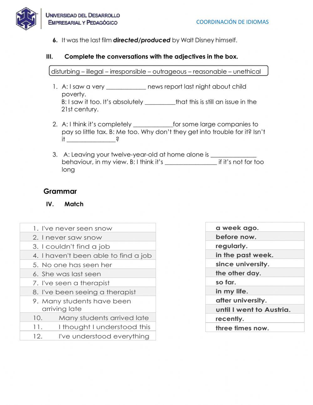 Extraordinary Exam Upper Intermediate
