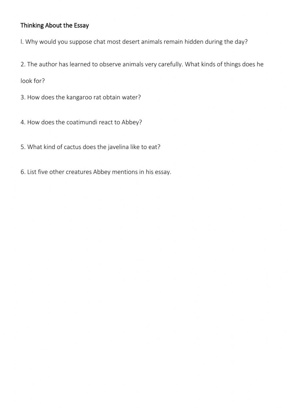 DESERT CREATURE BY EDWARD ABBEY 2Classwork