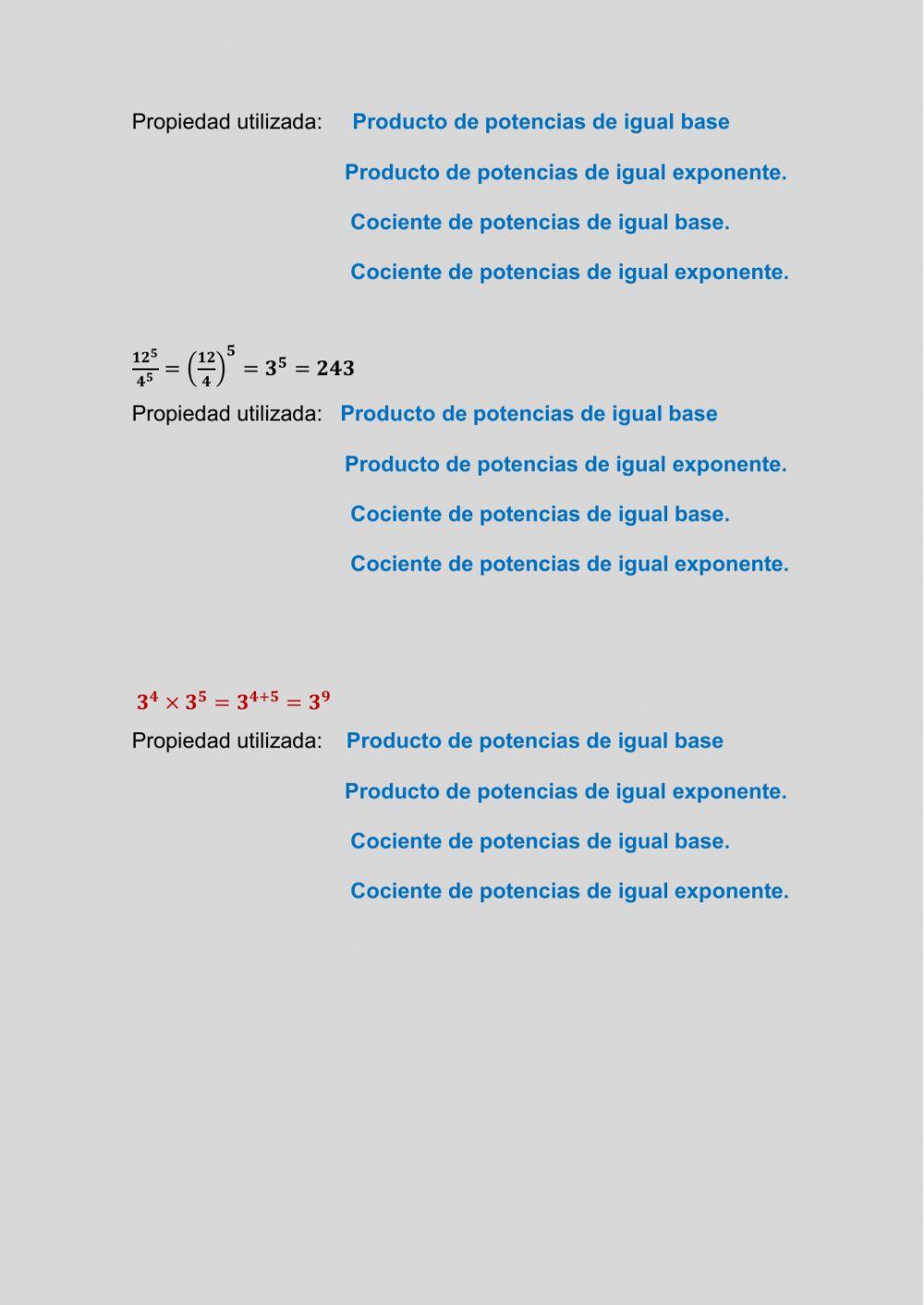 Propiedades de la poteciación