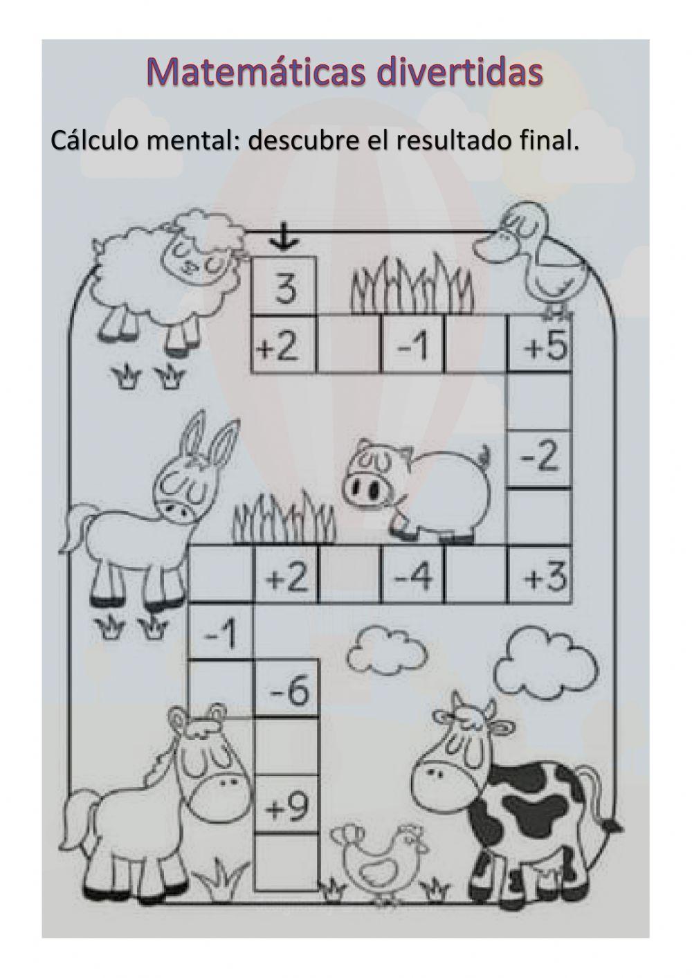 Cálculo mental ficha 1