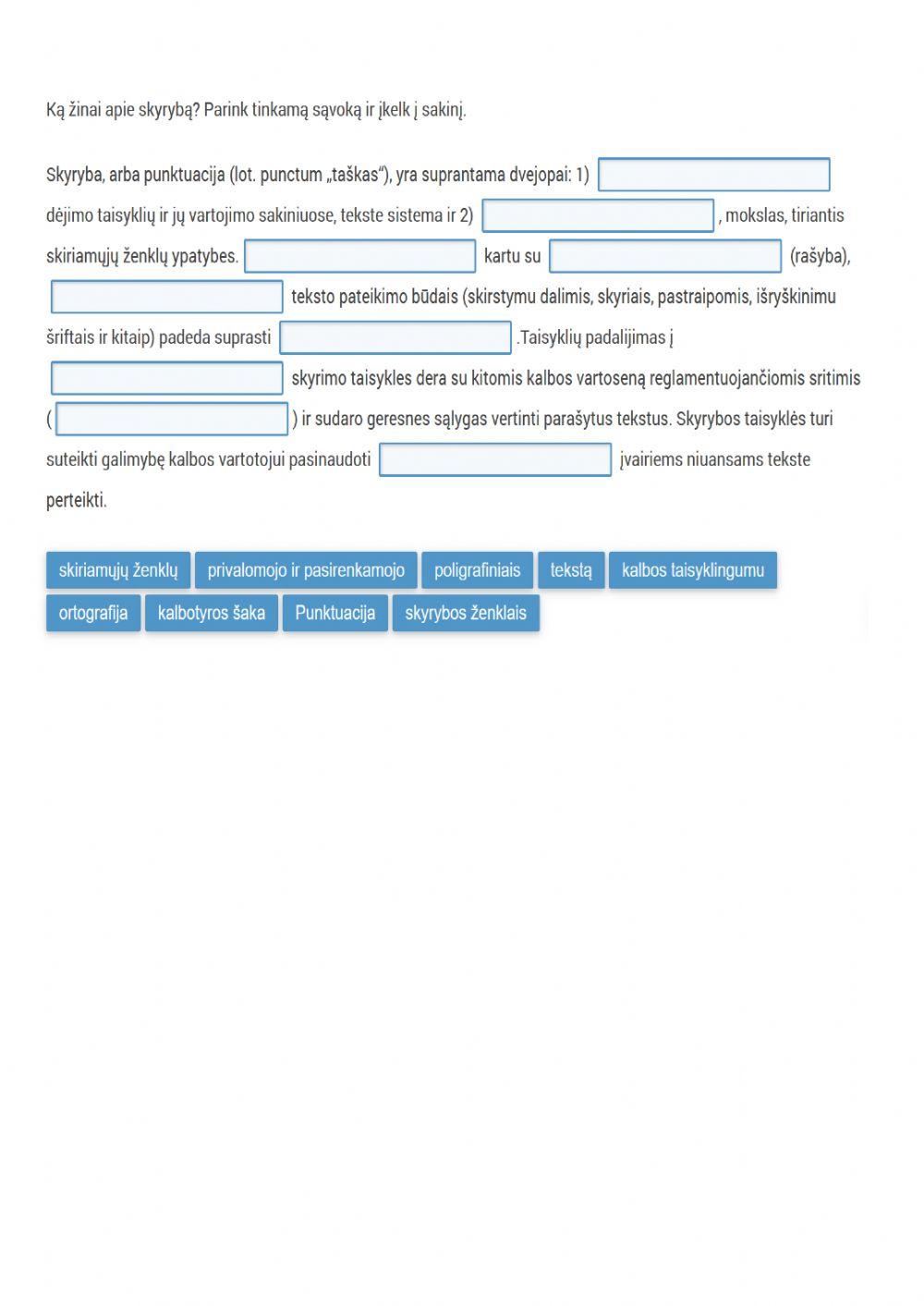 Sintaksės ir skyrybos samprata 8 kl.