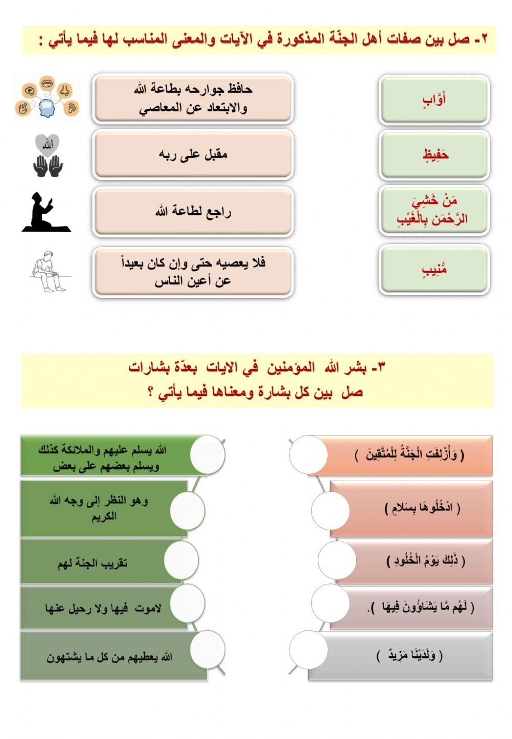 ورقة عمل  لدرس  بشارة ومواساة (1)ـ