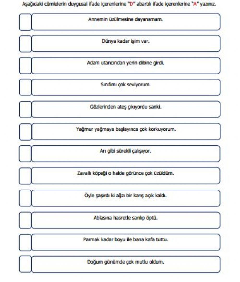 Duygusal-abartili cümleler