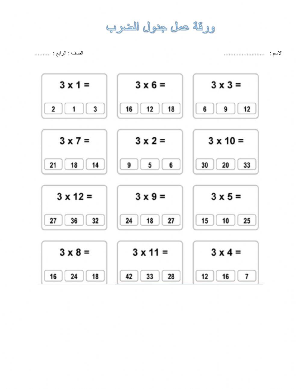 جدول الضرب 7