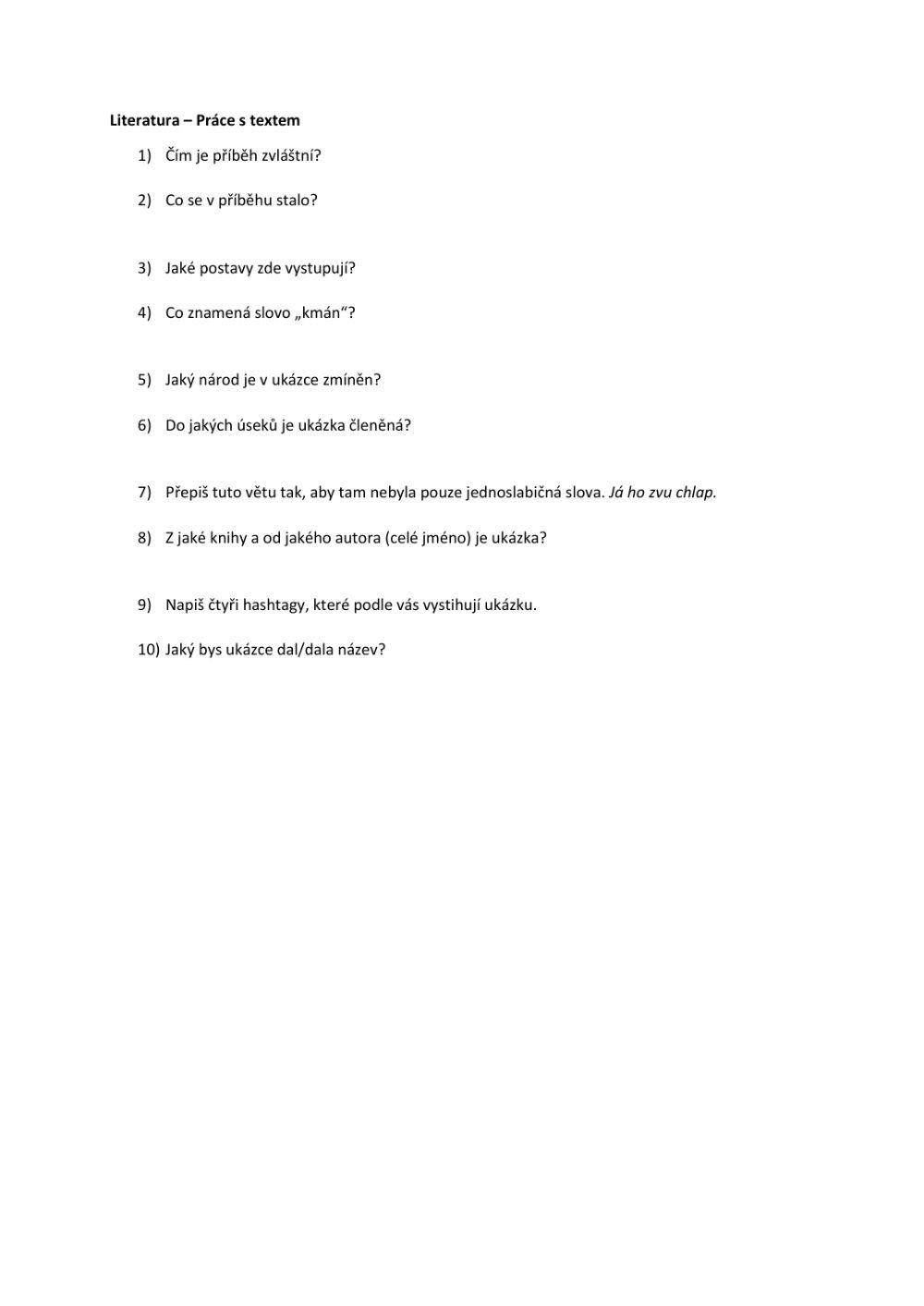 Práce s ukázkou z Fimfára