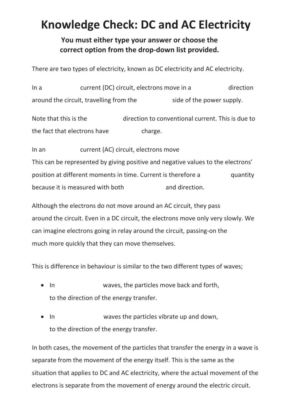 Electric circuits (DC and AC)