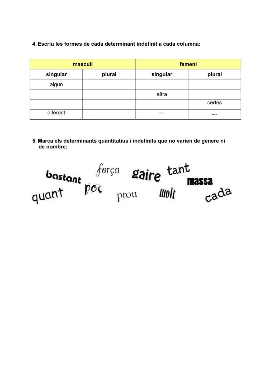 Els quantitatius i indefinits