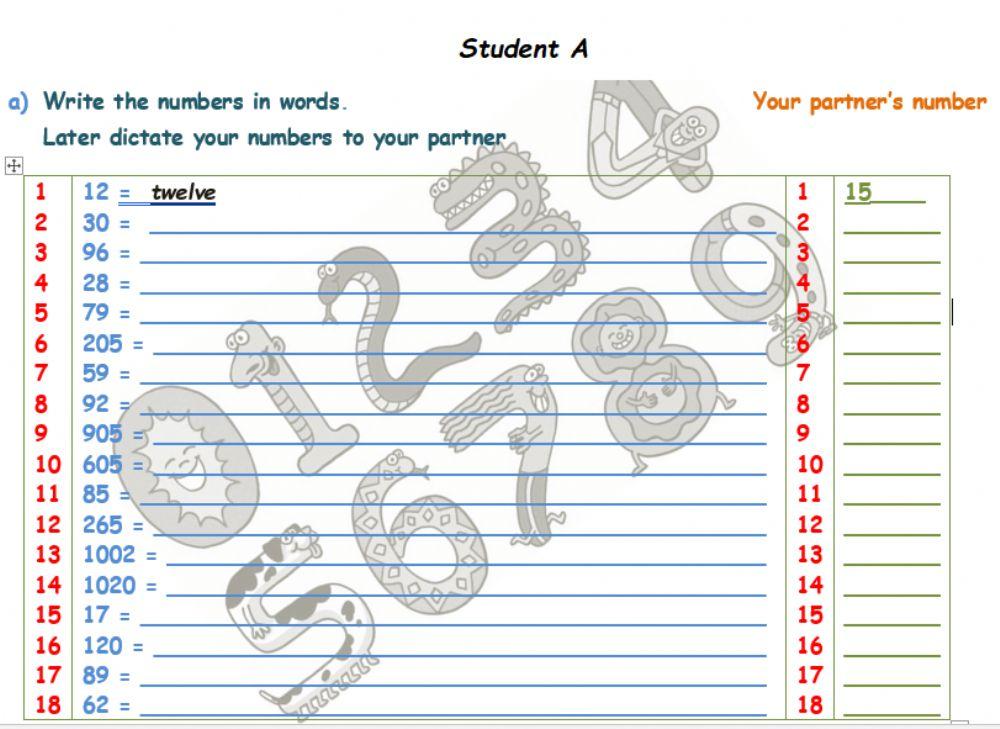 Dictate the numbers part 1