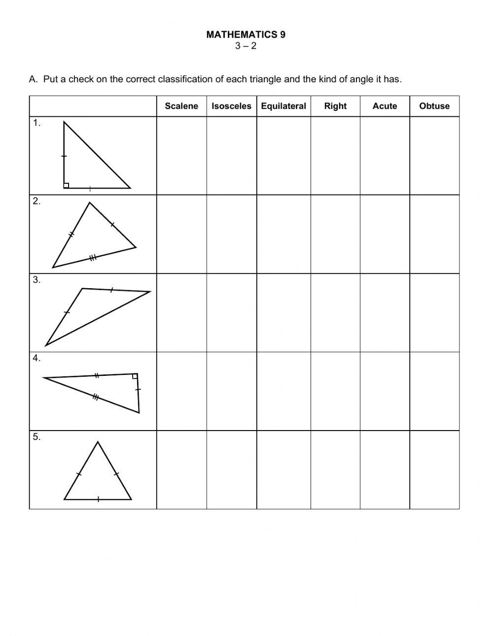 Quadrilaterals Worksheet Grade 9