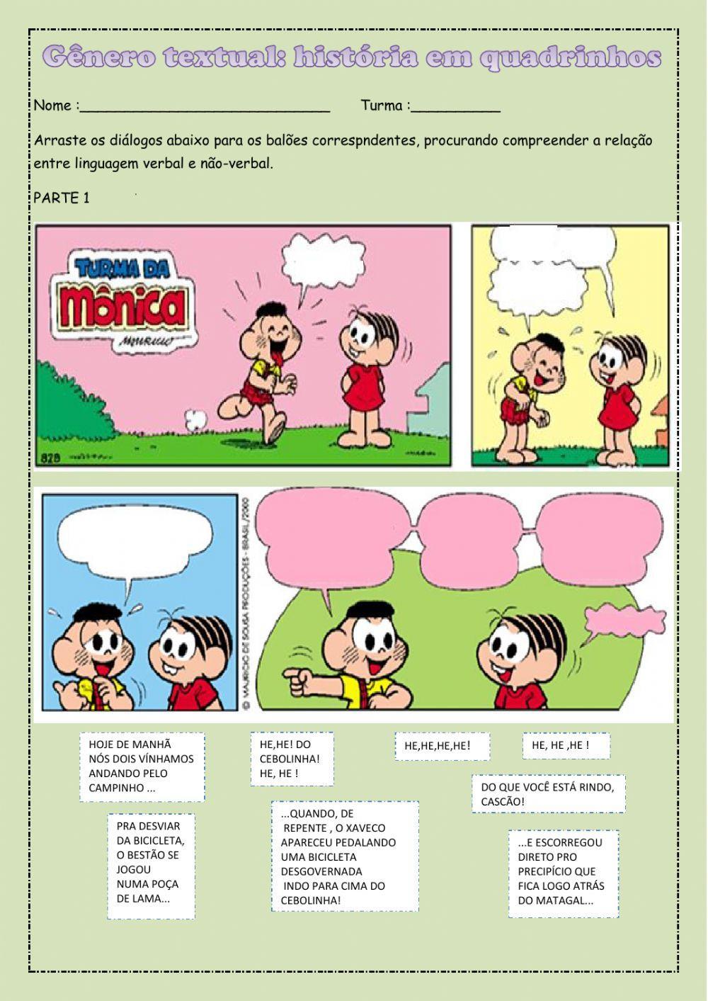 História em quadrinhos- turma da Mônica