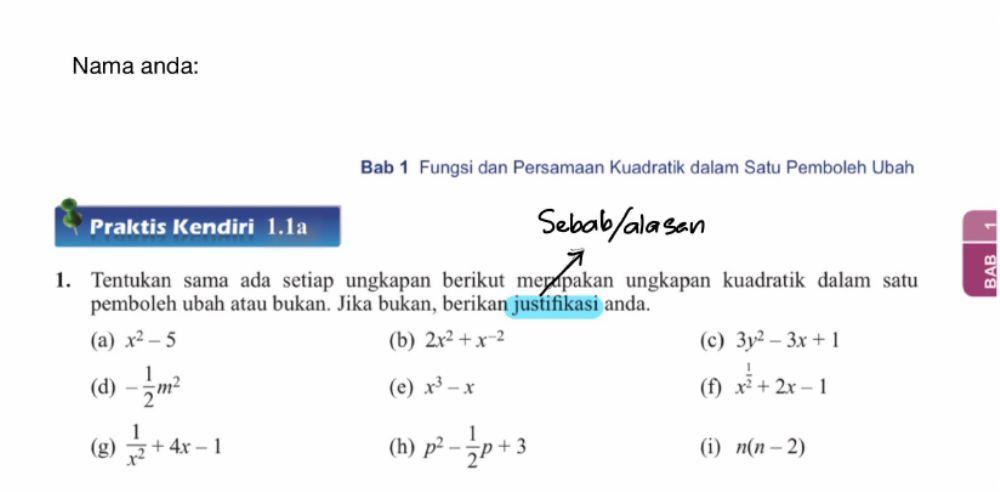 Praktis kendiri 1.1a soalan 1