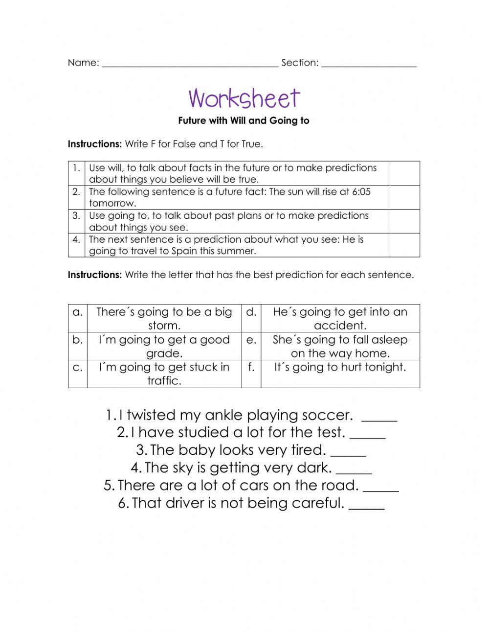 Future with Will and Going to