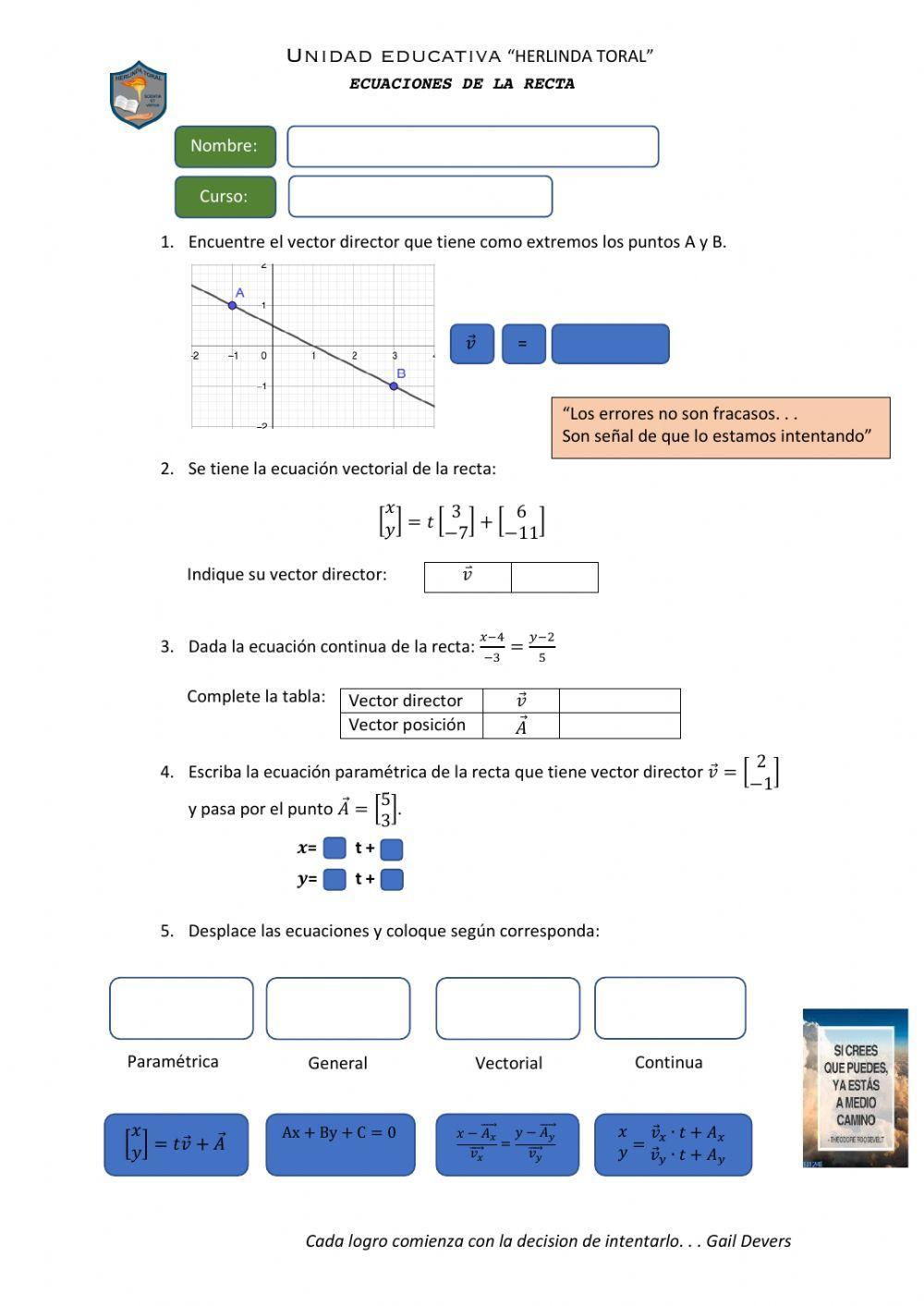 Ecuaciones de la recta
