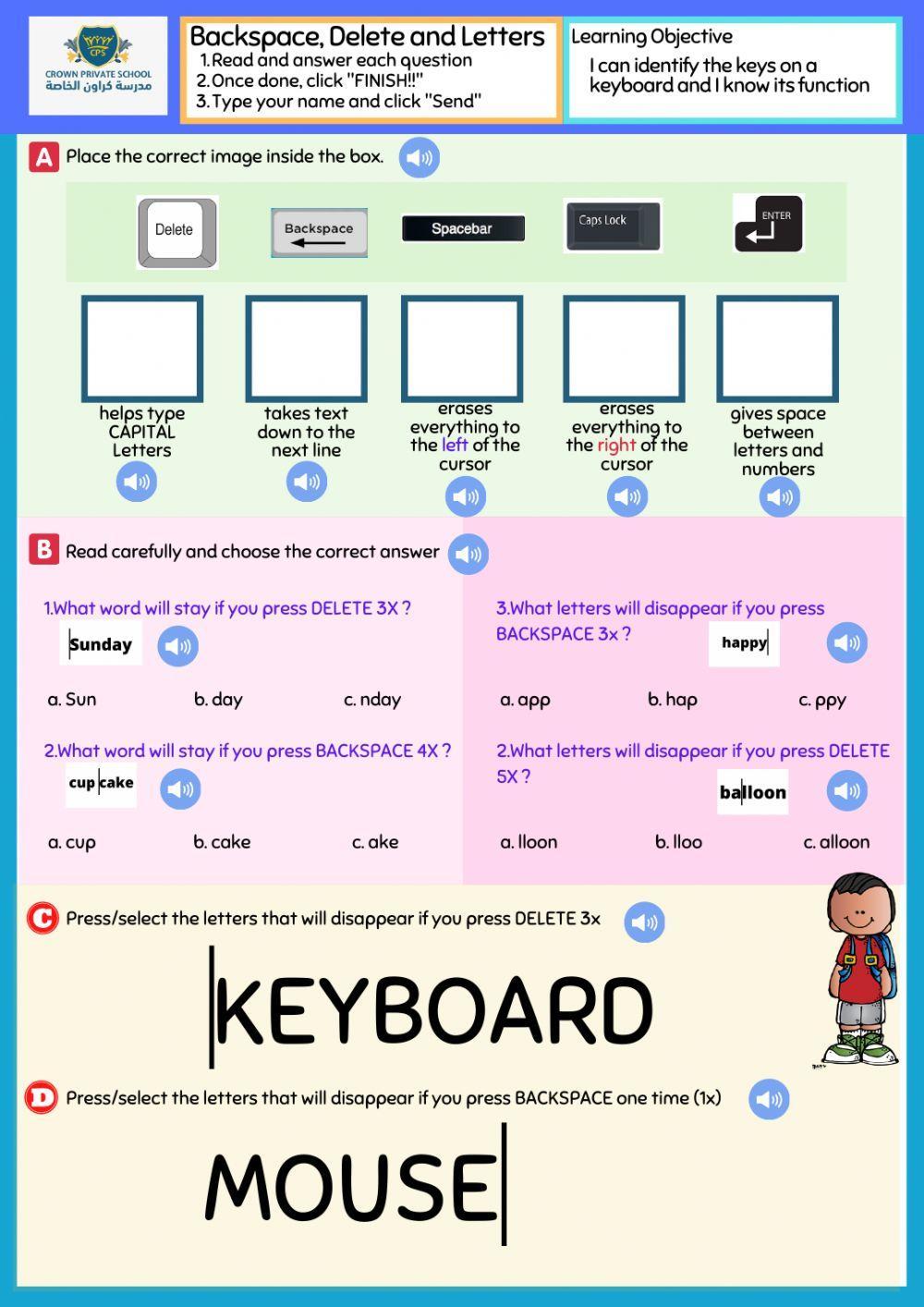 W3 L2: Backspace, delete and lettes