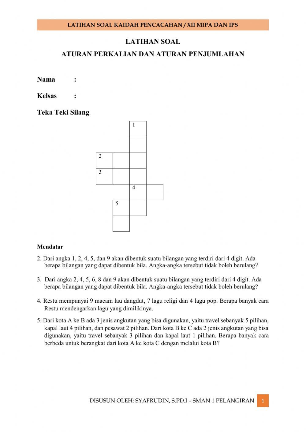 Aturan Perkalian dan Penjumlahan