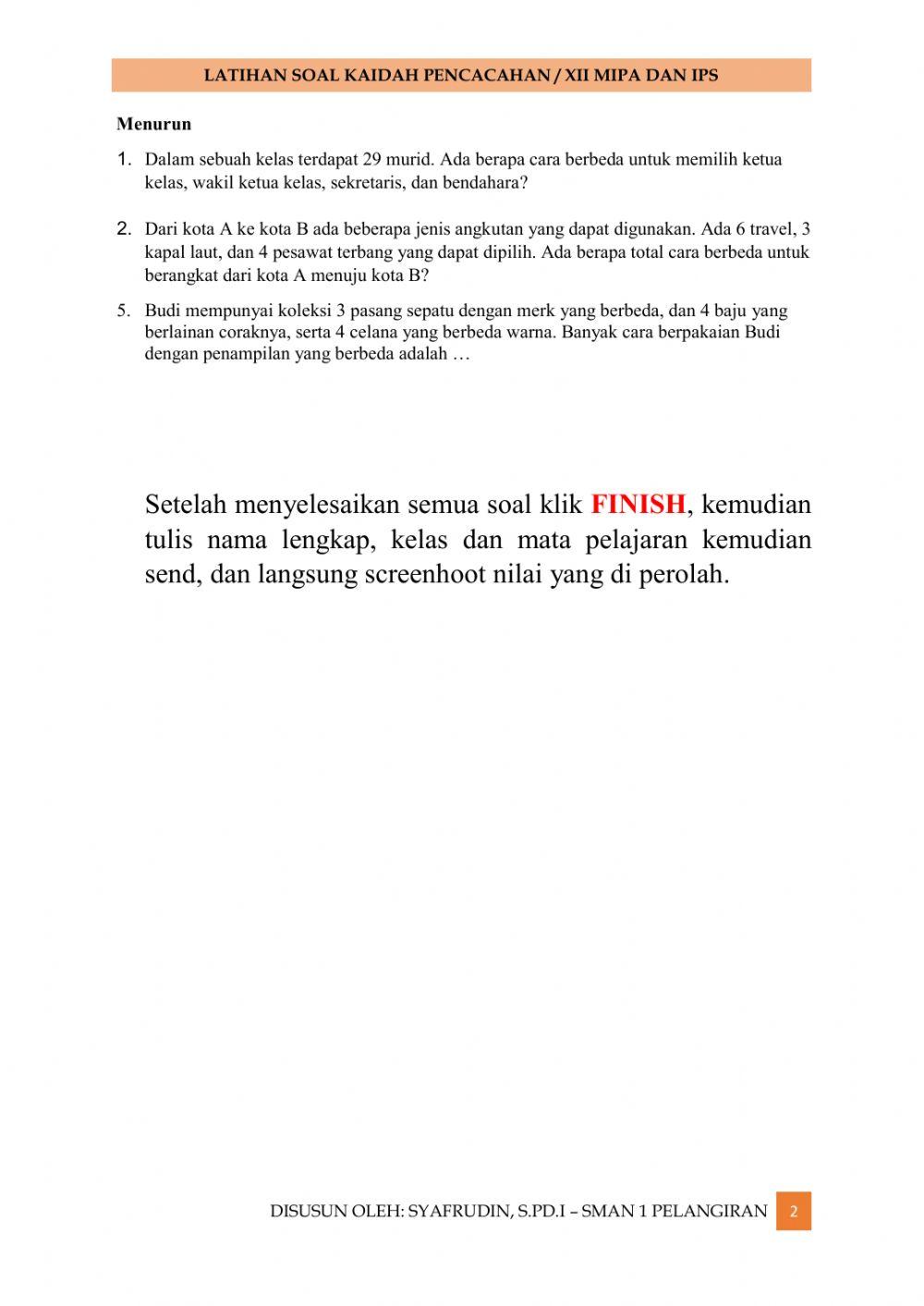 Aturan Perkalian dan Penjumlahan