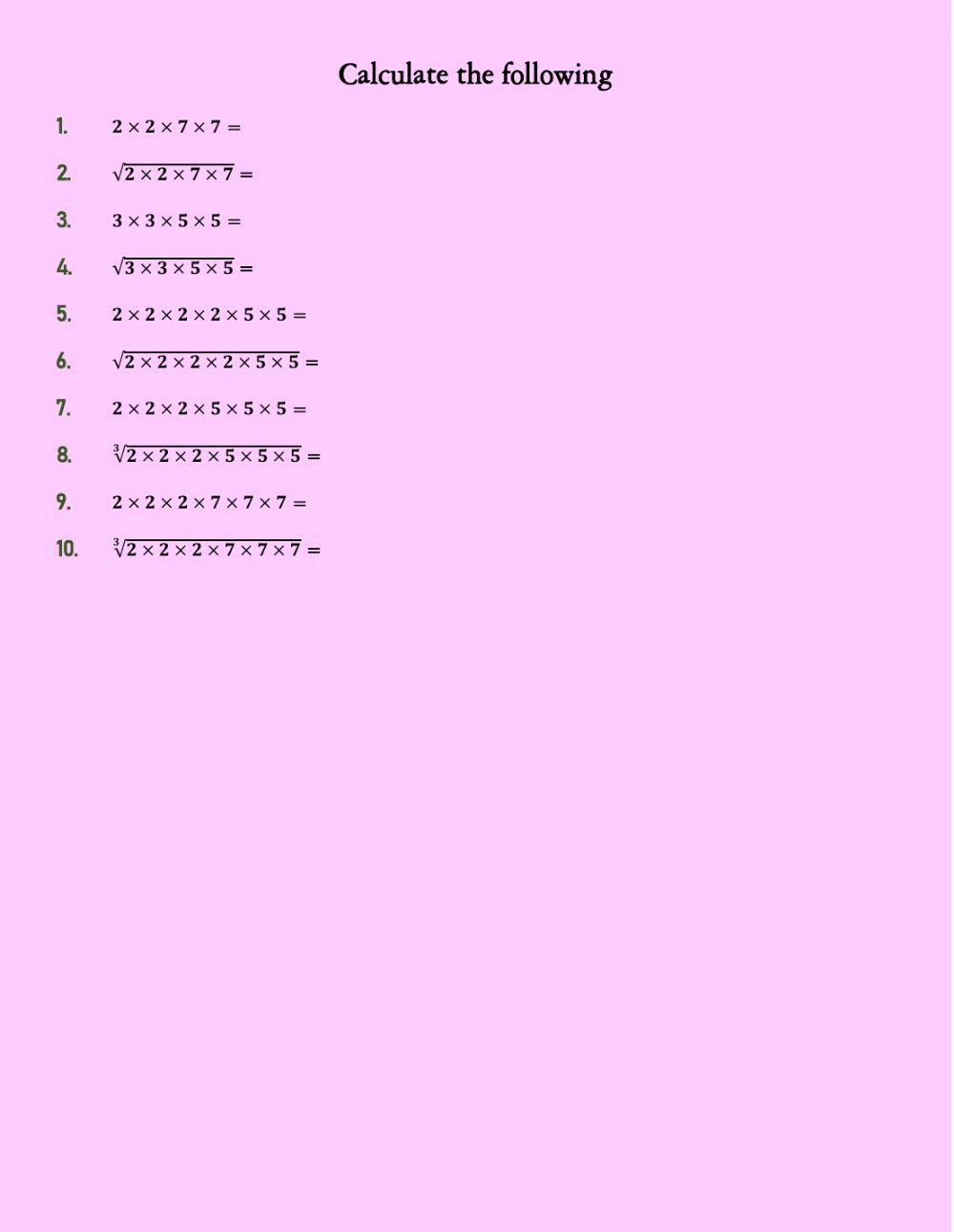 Square, Cubes and Roots