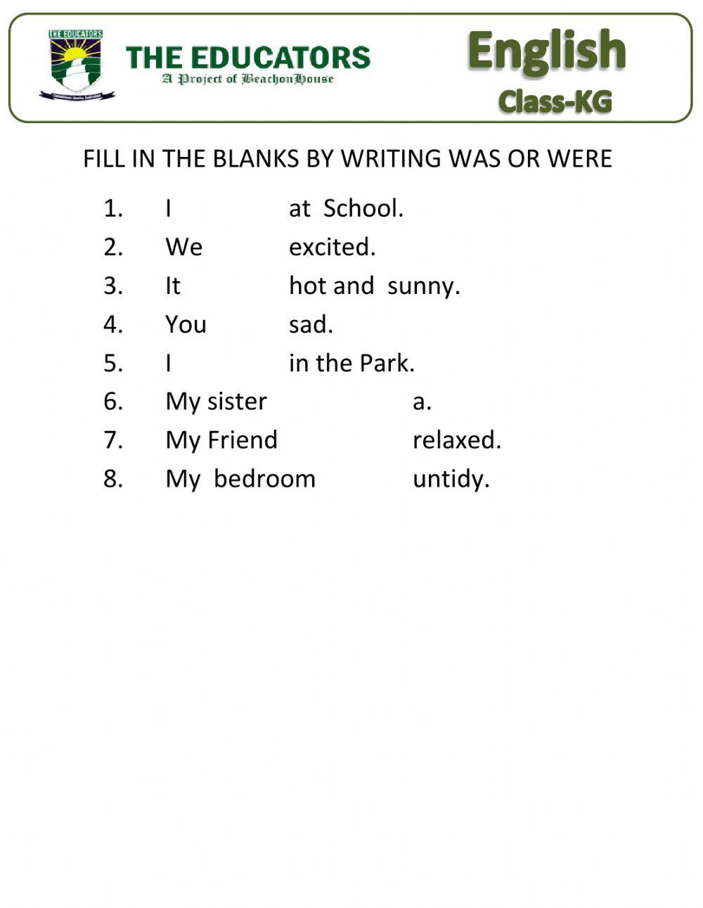 Write Ware & Was worksheet | Live Worksheets