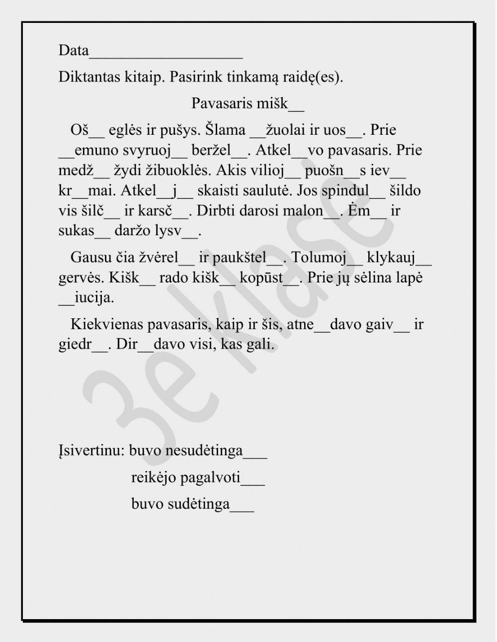 Lietuvių kalbos diktantas kitaip