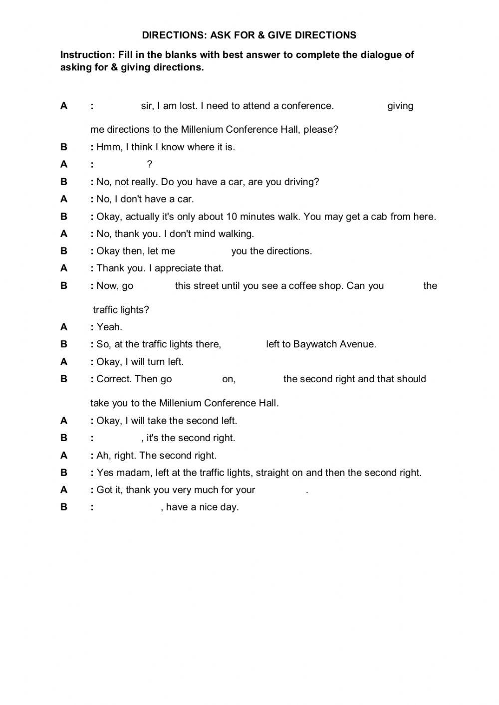 Ask for and give directions