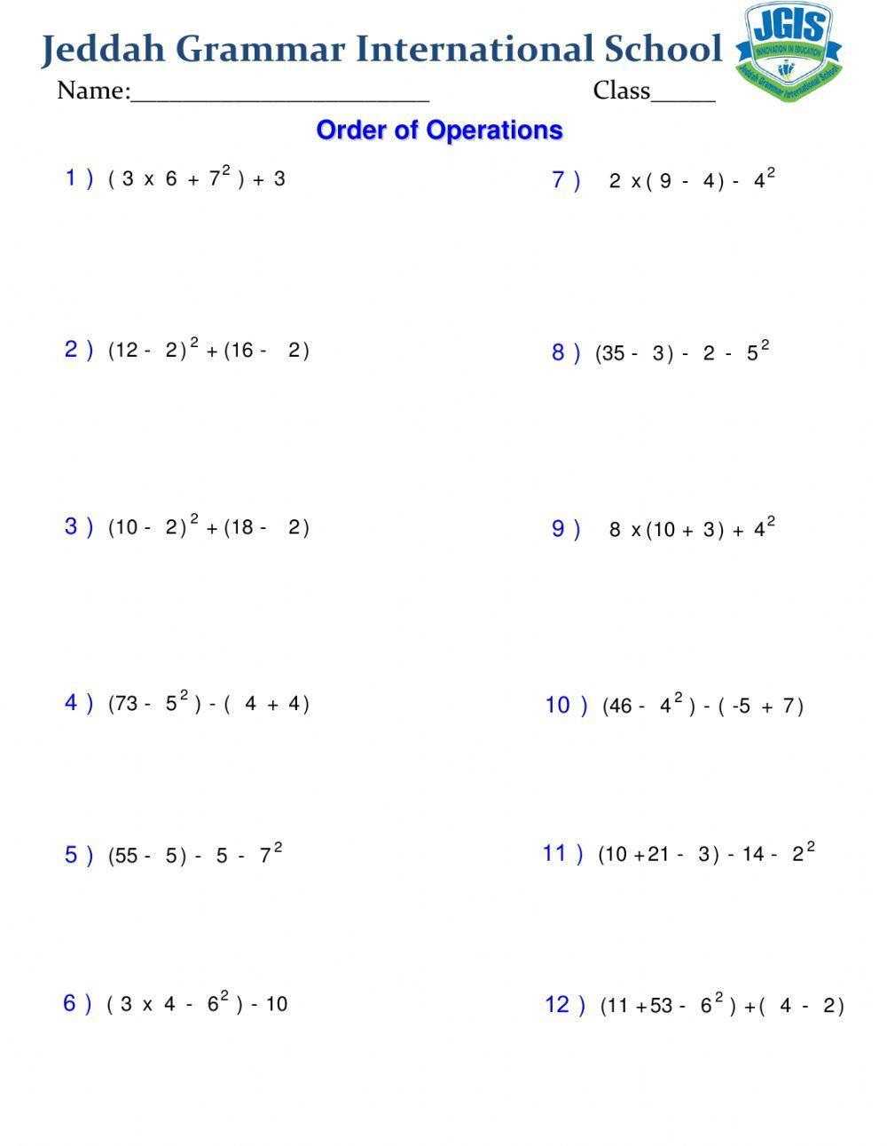 Order of operations