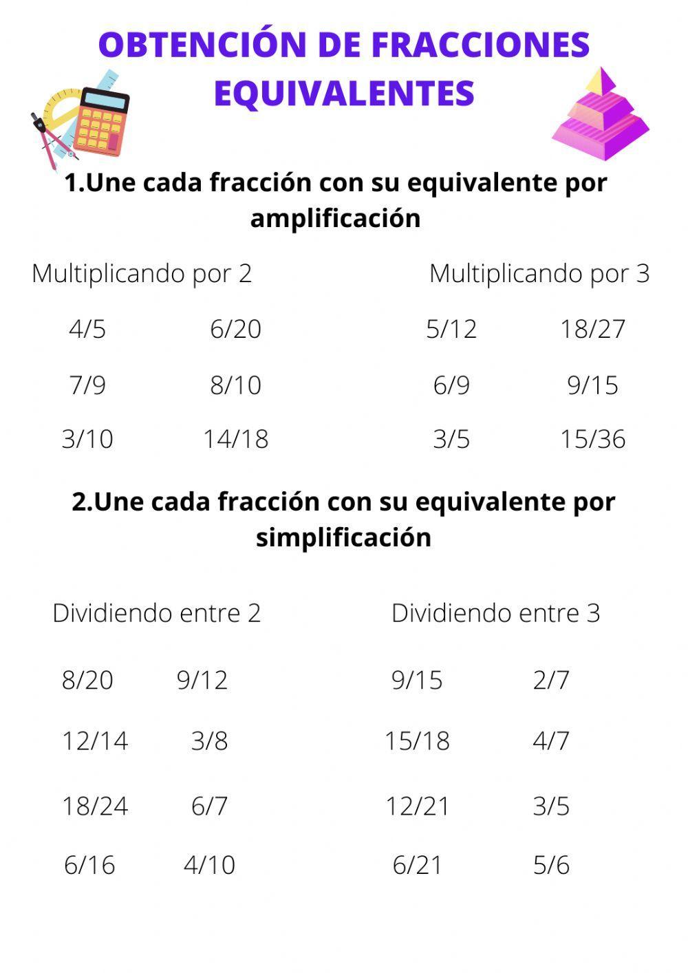 Obtención de fracción equivalentes