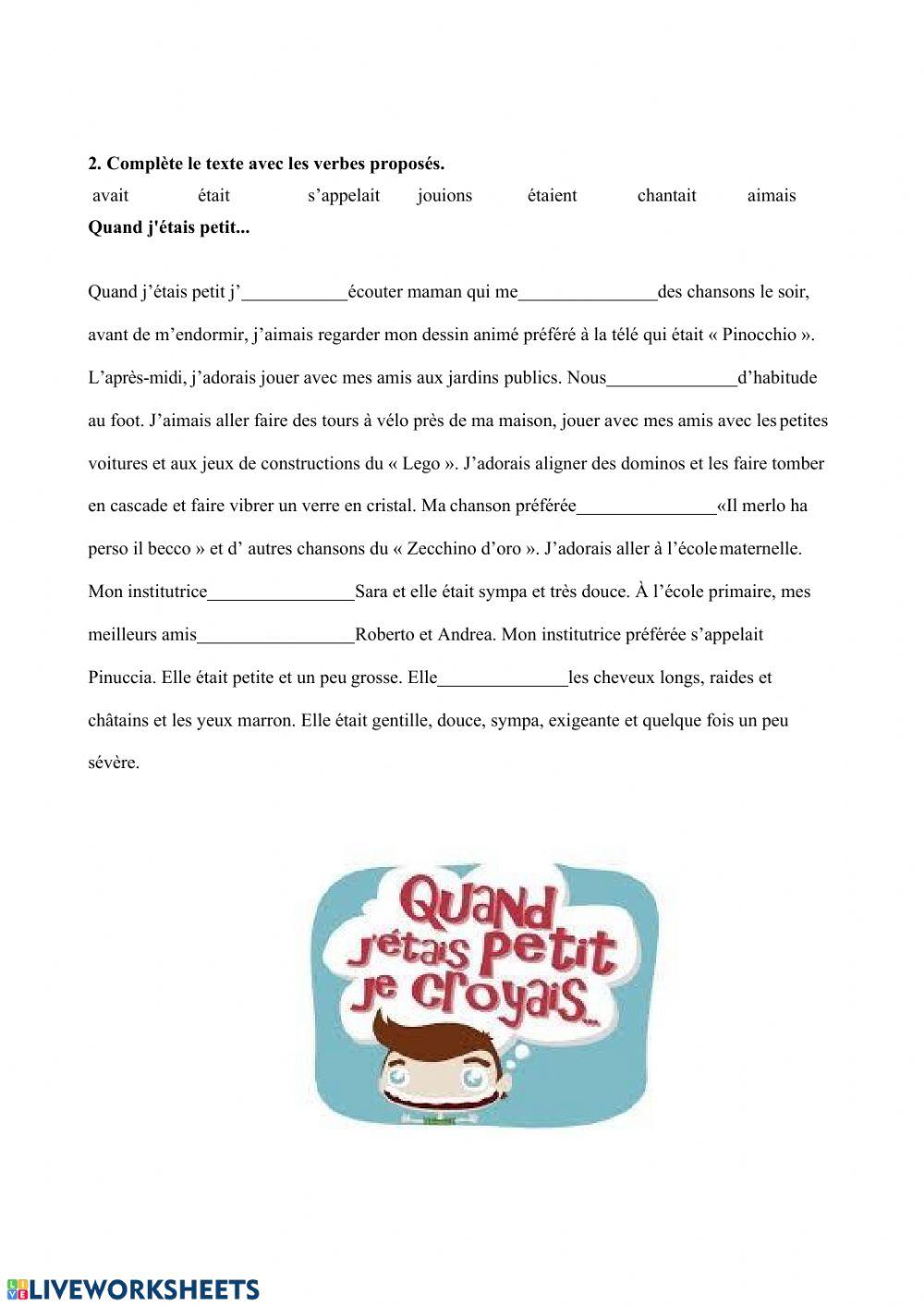 L'Imparfait - Exercices