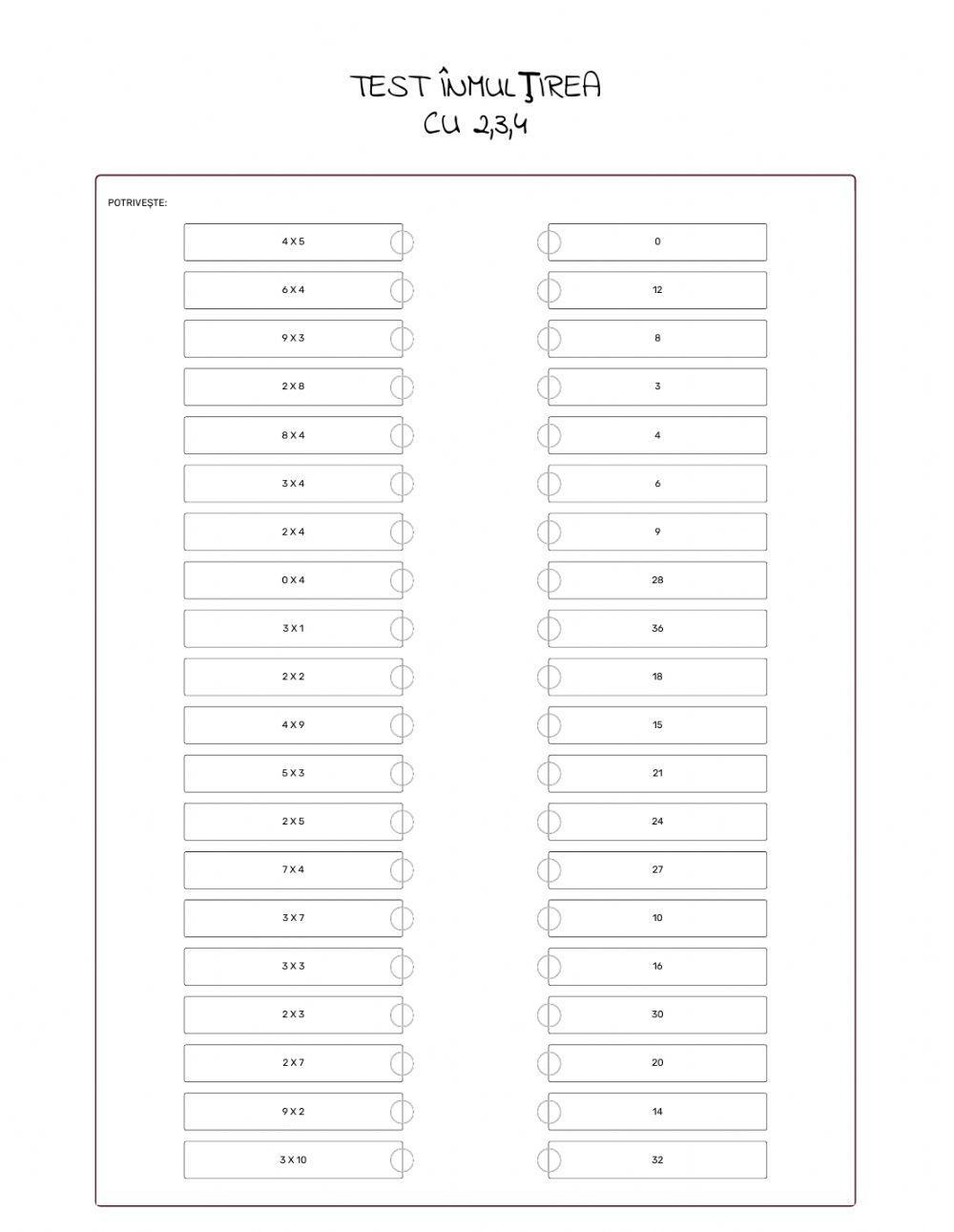 Test-Inmultire2, 3, 4