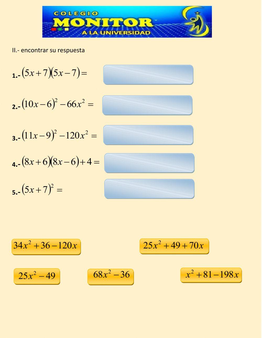 Productos notables II